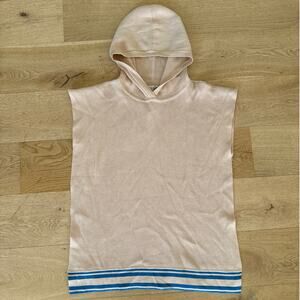 Reuben Oliver - Hooded Sleeveless and Split Throw Over Top in Tan & Blue
